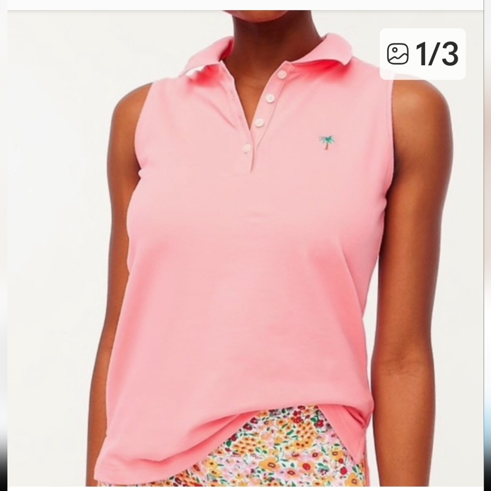 J. Crew Light Pink Sleeveless Pique Polo Top
